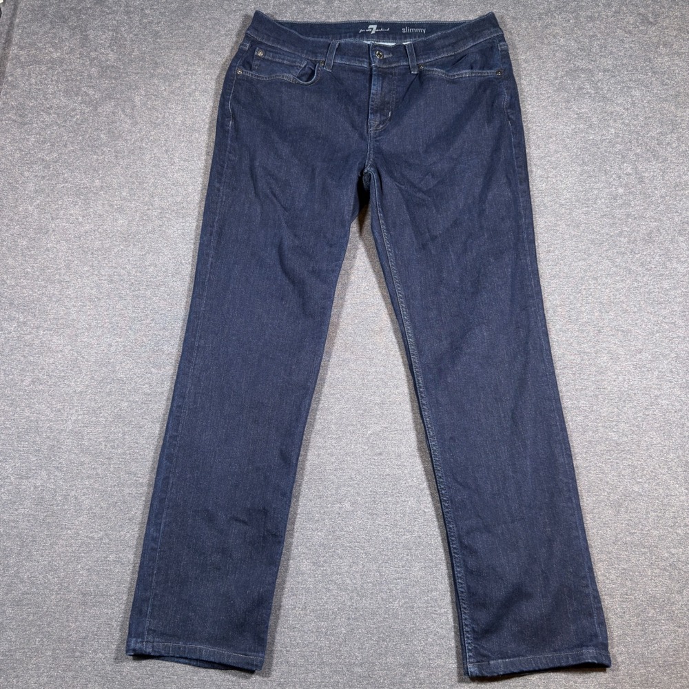 7 For All Mankind Slimmy Jeans Men 34x30 Blue Slim Fit Dark Wash Stretch Denim